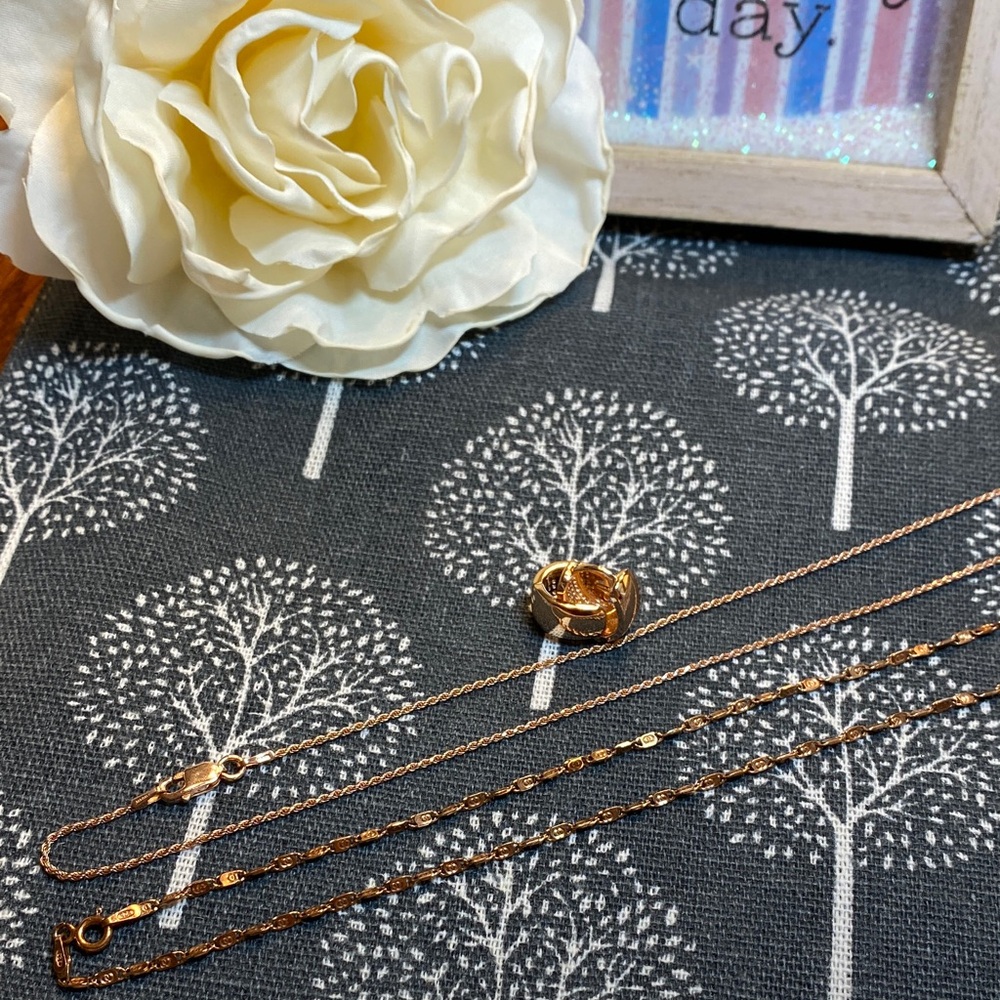 Elegant Rose Gold Washed Necklace and Earring Bundle
